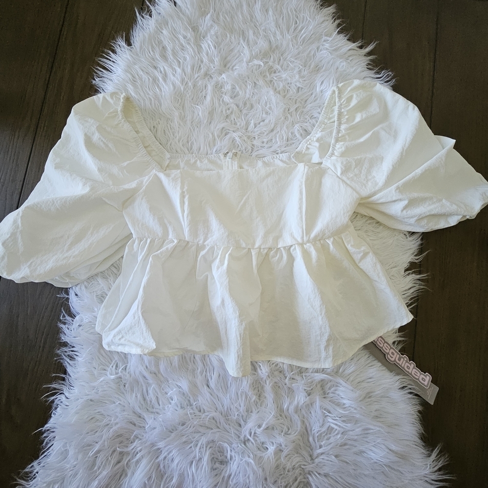 Missguided Ivory Puff Sleeve Blouse